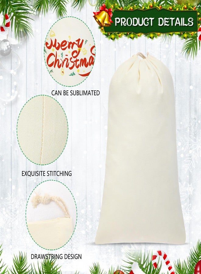 Clysee 6 Pcs Extra Large Santa Sublimation, 43.3 × 27.5 Inch Blank Christmas Huge Sacks Drawstring Christmas Gift Bag DIY Xmas Canvas Cotton Sack for Xmas Gift Sublimation Drawstring Bag - Image 3